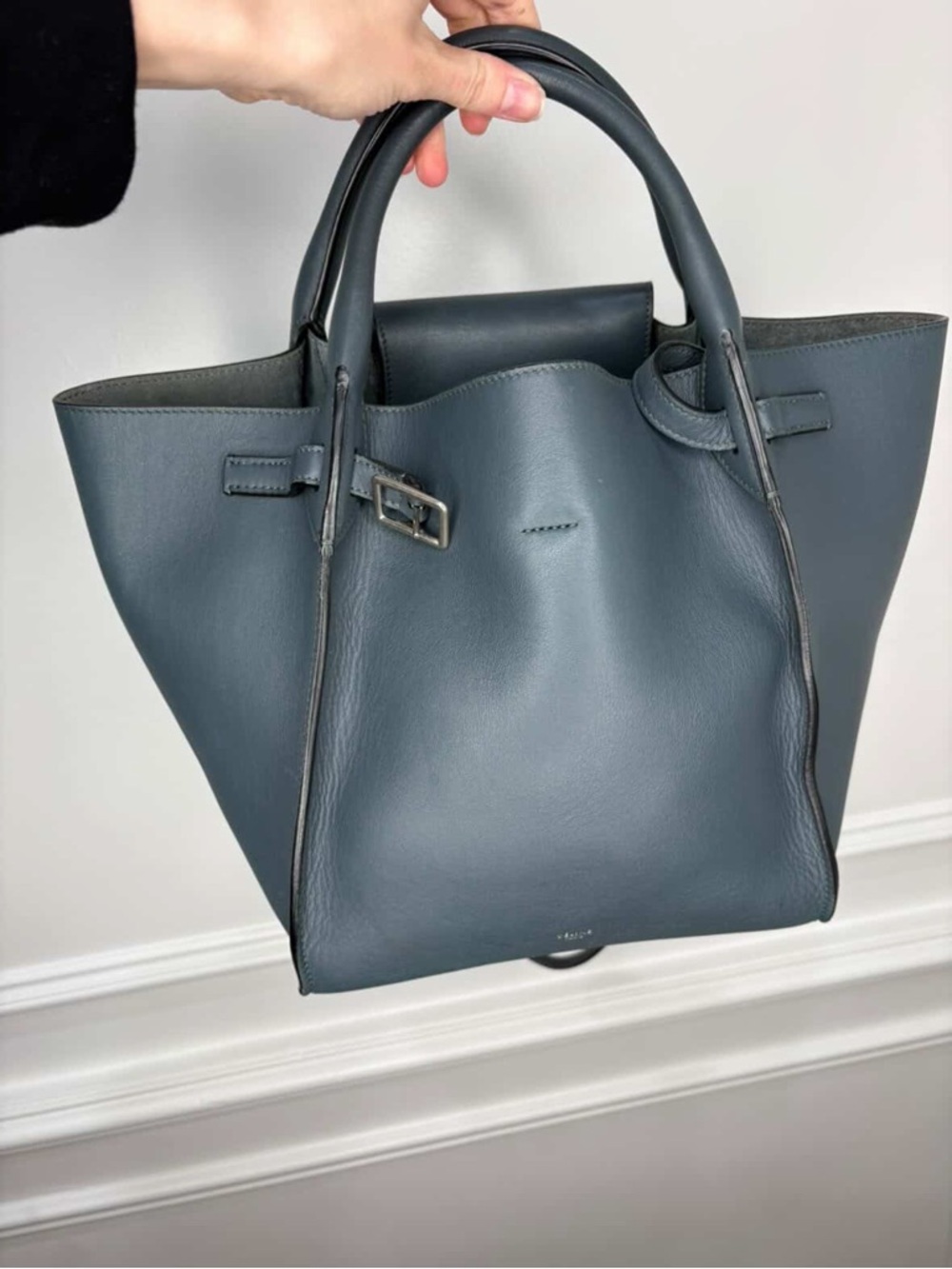 Celine Leather Tote Bag - Slate Blue